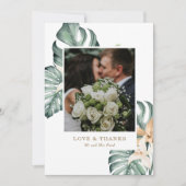 植物性熱帯フローラ金ゴールドマウヴ結婚ス サンキューカード (正面)