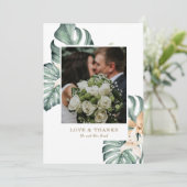 植物性熱帯フローラ金ゴールドマウヴ結婚ス サンキューカード (スタンド正面)