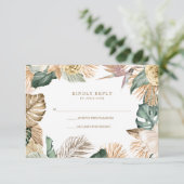 植物性熱帯フローラ金ゴールドマウヴ結婚ス 出欠カード (スタンド正面)