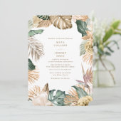 植物性熱帯フローラ金ゴールドマウヴ結婚ス 招待状 (スタンド正面)