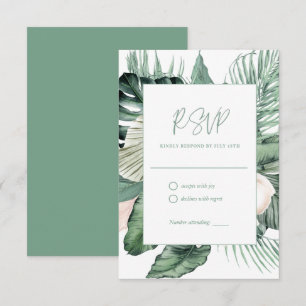 植物性熱帯結婚式RSVP 出欠カード