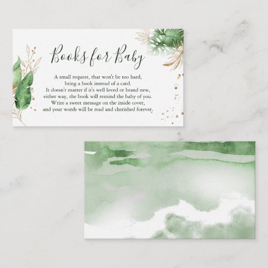植物性熱帯緑の本リクエスト赤ちゃんシャワー エンクロージャーカード (正面/裏面)
