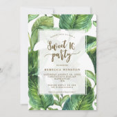 植物性熱帯葉パーティー甘味16招待状 招待状 (正面)