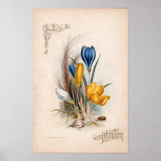 植物性版木、銅版、版画、2月 ポスター (正面)