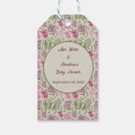 植物性牡丹ユーカリ女の子の赤ちゃんシャワー ギフトタグ