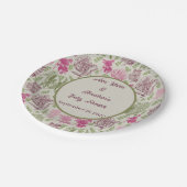 植物性牡丹ユーカリ女の子の赤ちゃんシャワー ペーパープレート (アングル)