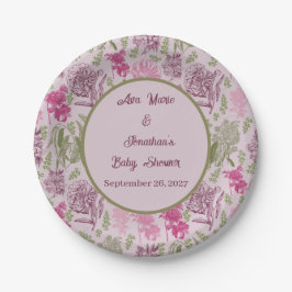 植物性牡丹ユーカリ女の子の赤ちゃんシャワー ペーパープレート