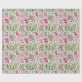 植物性牡丹ユーカリ女の子の赤ちゃんシャワー ラッピングペーパー (フラット)