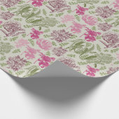 植物性牡丹ユーカリ女の子の赤ちゃんシャワー ラッピングペーパー (角)