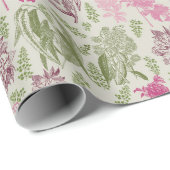 植物性牡丹ユーカリ女の子の赤ちゃんシャワー ラッピングペーパー (ロールコーナー)