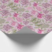 植物性牡丹ユーカリ女の子の赤ちゃんシャワー ラッピングペーパー (角)