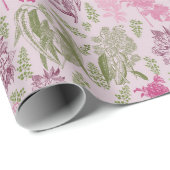植物性牡丹ユーカリ女の子の赤ちゃんシャワー ラッピングペーパー (ロールコーナー)