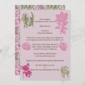 植物性牡丹ユーカリ女の子の赤ちゃんシャワー 招待状 (正面/裏面)