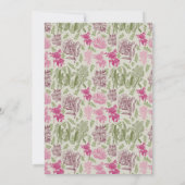 植物性牡丹ユーカリ女の子の赤ちゃんシャワー 招待状 (裏面)