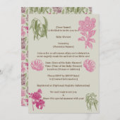 植物性牡丹ユーカリ女の子の赤ちゃんシャワー 招待状 (正面/裏面)