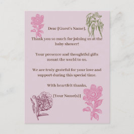 植物性牡丹ユーカリ赤ちゃんシャワーありがとう ポストカード