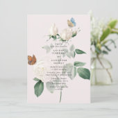 植物性白バラ蝶結婚式招待状 招待状 (スタンド正面)