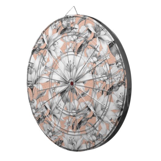 植物性白黒バラ金ゴールドグリッター花 ダーツボード (正面右)