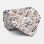 植物性白黒バラ金ゴールドグリッター花 ネクタイ (ロール)