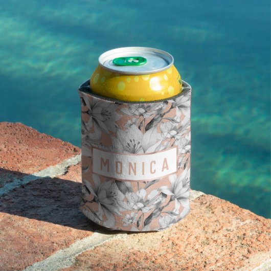 植物性白黒バラ金ゴールドグリッター花 缶クーラー (インサイチュ プール)