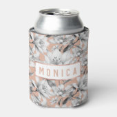 植物性白黒バラ金ゴールドグリッター花 缶クーラー (缶正面)