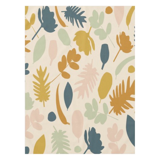 植物性秋の花と葉のパターン テーブルクロス (正面)