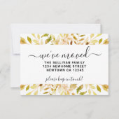 植物性秋の葉の引っ越しました発表 ノートカード (正面)