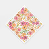 植物性秋フローラ水彩ウェディングシャワー スタンダードランチョンナプキン (角)