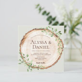 植物性素朴の緑の木がセージのカット結婚 招待状 (スタンド正面)