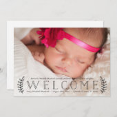 植物性素朴オーバーレイの写真誕生の発表 案内状 (正面/裏面)