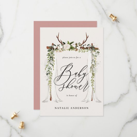 植物性素朴スタグベビー男女兼用シャワー セーブザデート (正面/裏面インサイチュ)