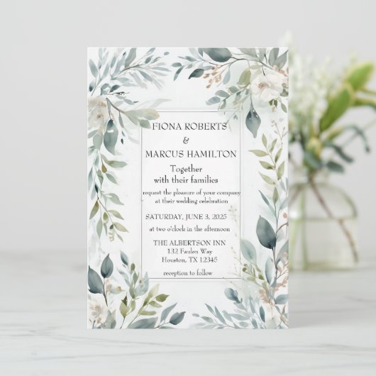 植物性素朴フローラ結婚式招待状 招待状 (スタンド正面)