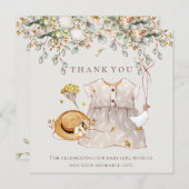 植物性素朴ベビーガールシャワーサンキューカード サンキューカード (正面/裏面)