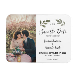 植物性素朴モノグラム写真Save the Date マグネット