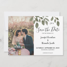 植物性素朴モノグラム写真Save the Date 招待状