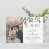 植物性素朴モノグラム写真Save the Date 招待状 (スタンド正面)