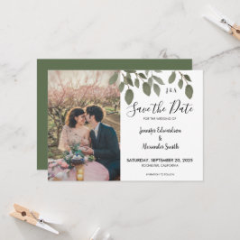植物性素朴モノグラム写真Save the Date 招待状