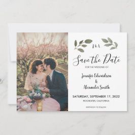 植物性素朴モノグラム写真Save the Date 招待状