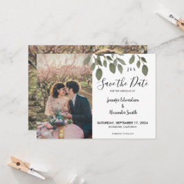 植物性素朴モノグラム写真Save the Date 招待状