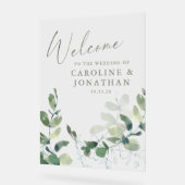 植物性素朴ユーカリのカスタムウェディング アクリルサイン (傾斜)