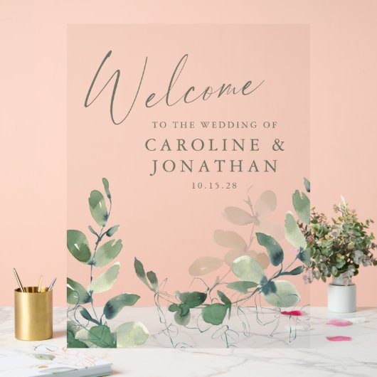 植物性素朴ユーカリのカスタムウェディング アクリルサイン (ウェディング)