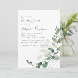 植物性素朴ユーカリのカップルのシャワー 招待状