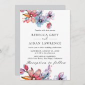 植物性素朴ユーカリの結婚緑の魅力 招待状 (正面/裏面)