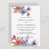 植物性素朴ユーカリの結婚緑の魅力 招待状 (正面/裏面)