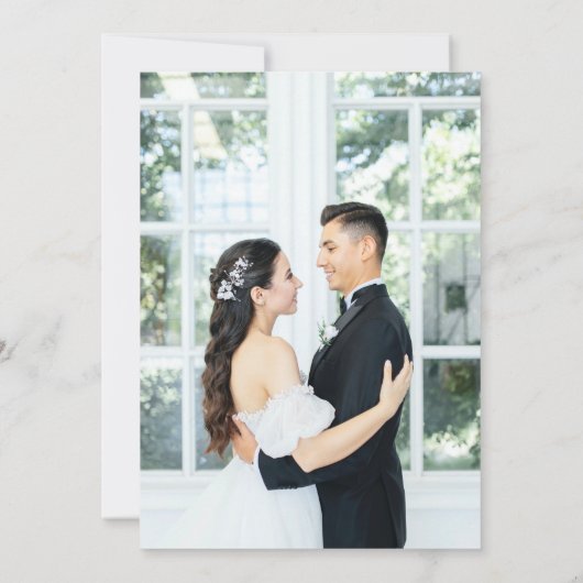 植物性素朴ユーカリ植樹フォトズ結婚ーズ 招待状 (裏面)