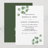 「植物性素朴ユーカリ植樹結婚の 招待状 (正面/裏面)