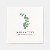 植物性素朴ユーカリ緑結婚草 スタンダードカクテルナプキン (正面)