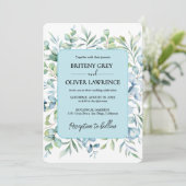 植物性素朴ユーカリ緑結婚草 招待状 (スタンド正面)