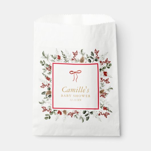 植物性素朴冬季赤ちゃんシャワー フェイバーバッグ (正面)