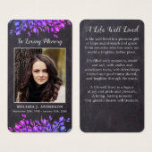 植物性素朴悔やみや弔慰記念祈りの言葉カード (正面&裏面)